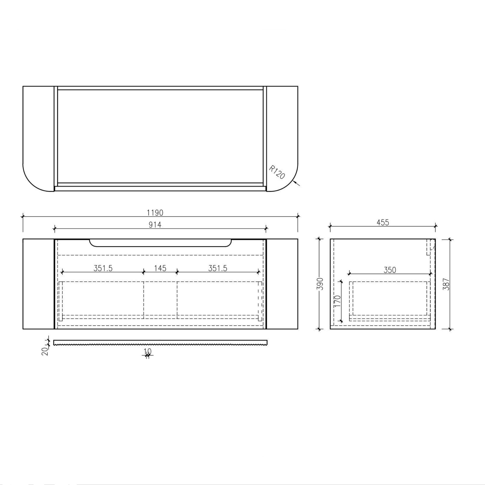 MERCIO ROME BUR OAK FLUTED 1200MM SINGLE BOWL WALL HUNG VANITY