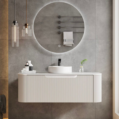 MERCIO ROME MATTE WHITE FLUTED 1200MM SINGLE BOWL WALL HUNG VANITY