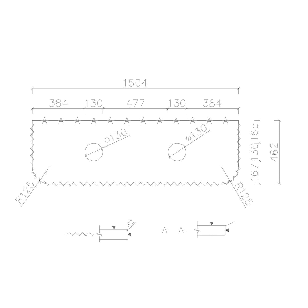 MERCIO ROME BUR OAK FLUTED 1500MM DOUBLE BOWL WALL HUNG VANITY