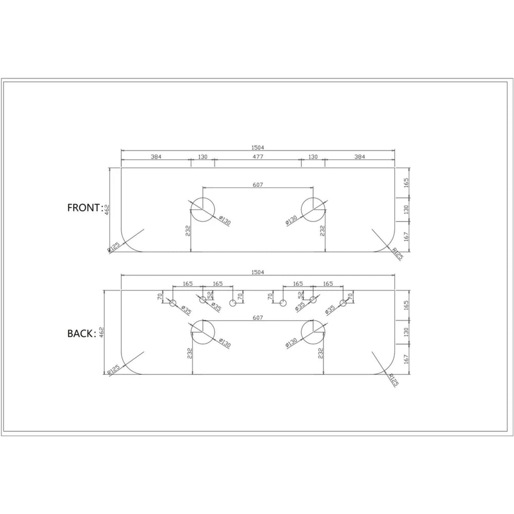 MERCIO ROME BUR OAK FLUTED 1500MM DOUBLE BOWL WALL HUNG VANITY