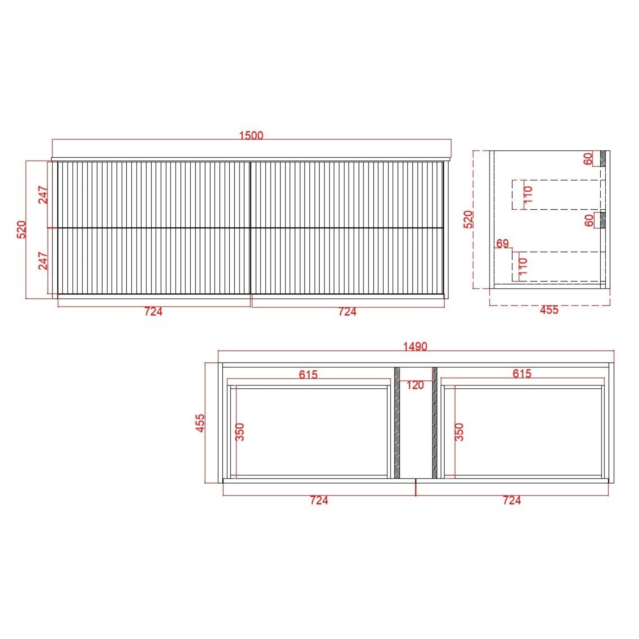 CETO ROME MATTE WHITE 1500MM SINGLE BOWL WALL HUNG VANITY