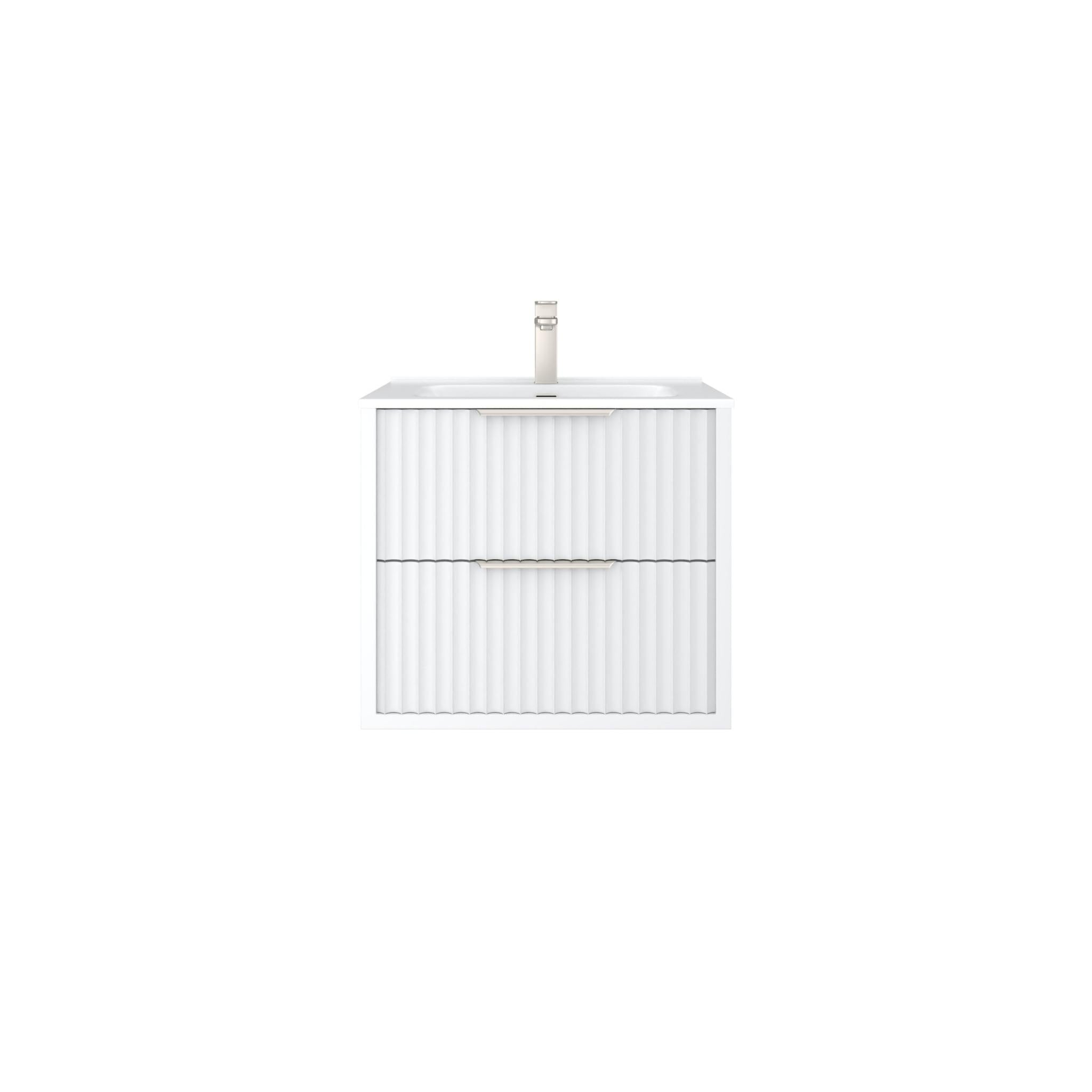 CETO ROME MATTE WHITE 600MM SINGLE BOWL WALL HUNG VANITY