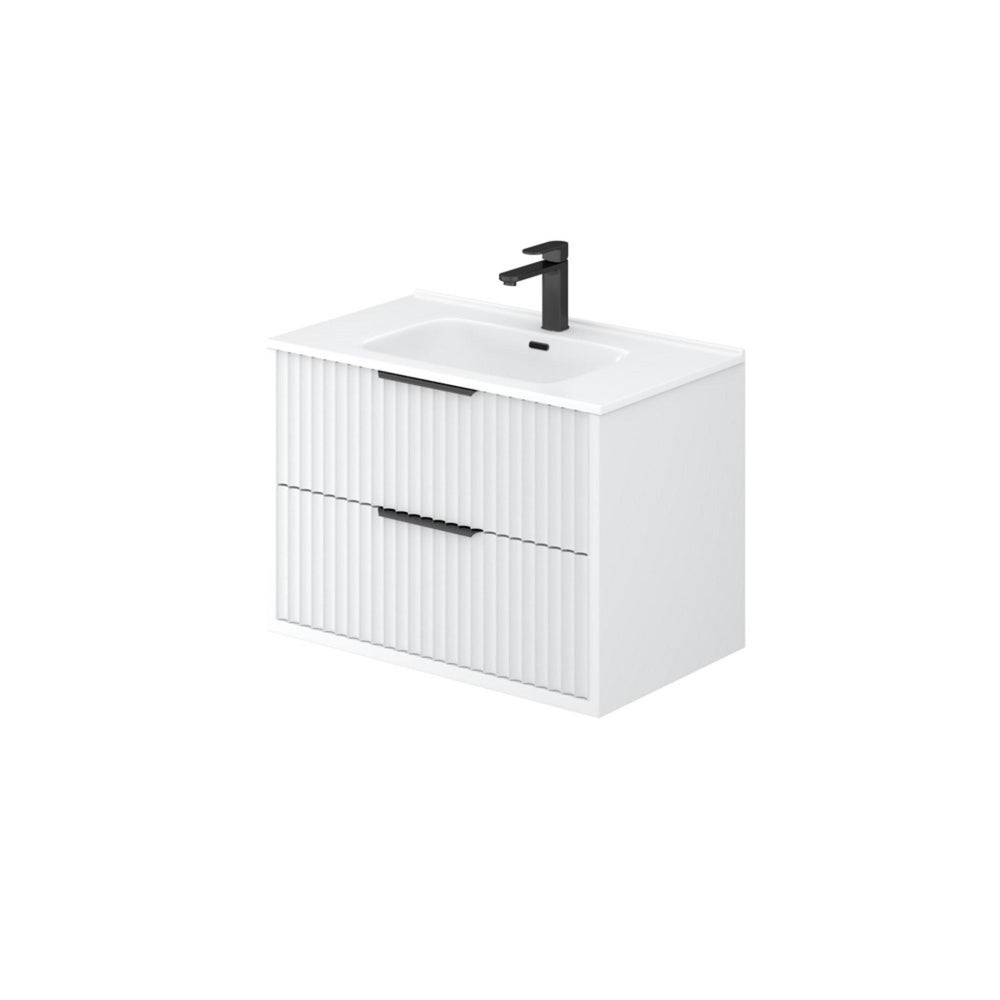 CETO ROME MATTE WHITE 750MM SINGLE BOWL WALL HUNG VANITY