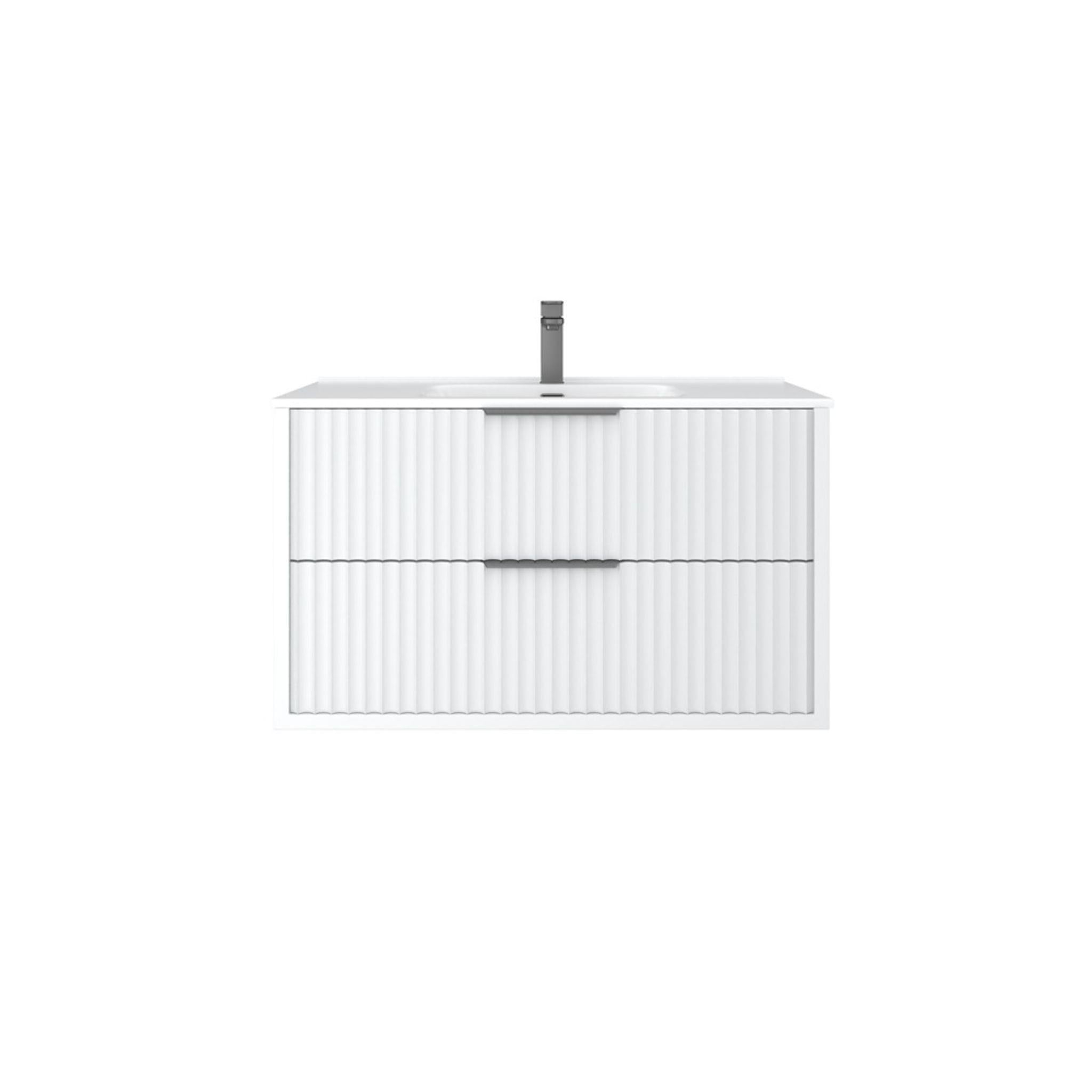 CETO ROME MATTE WHITE 900MM SINGLE BOWL WALL HUNG VANITY
