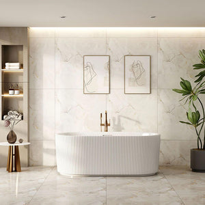 MERCIO ROSE FLUTED V-GROOVE FREESTANDING BATHTUB MATTE WHITE (AVAILABLE IN 1500MM AND 1700MM)