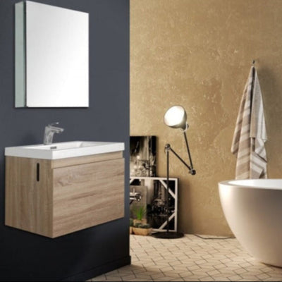 BELBAGNO ROXANNE WHITE OAK 600MM SINGLE BOWL WALL HUNG VANITY