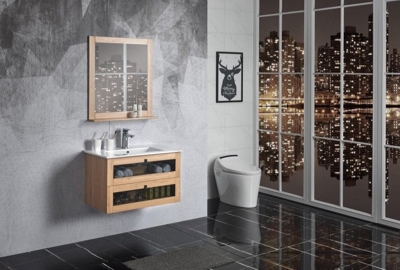 BEL BAGNO MANHATTAN WHITE OAK II 600MM SINGLE BOWL WALL HUNG VANITY AND BASIN