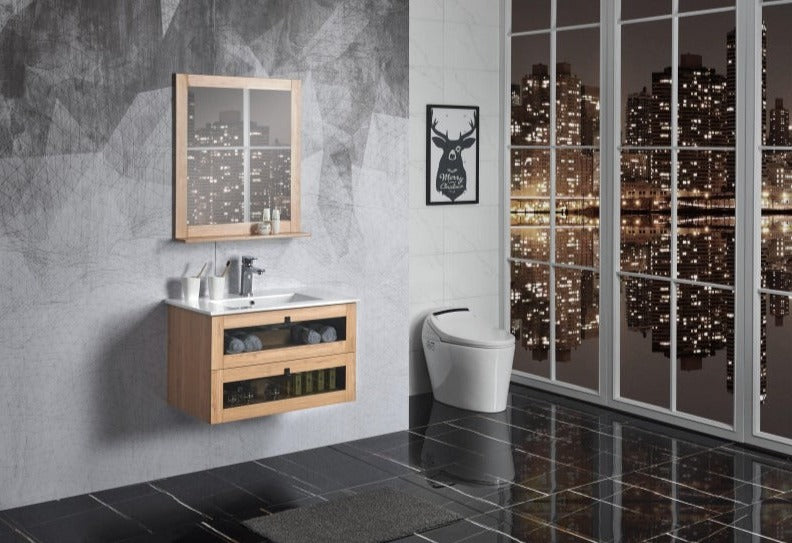 BEL BAGNO MANHATTAN WHITE OAK II 800MM SINGLE BOWL WALL HUNG VANITY AND BASIN