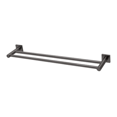 PHOENIX RADII DOUBLE NON-HEATED TOWEL RAIL SQUARE PLATE 600MM BRUSHED CARBON