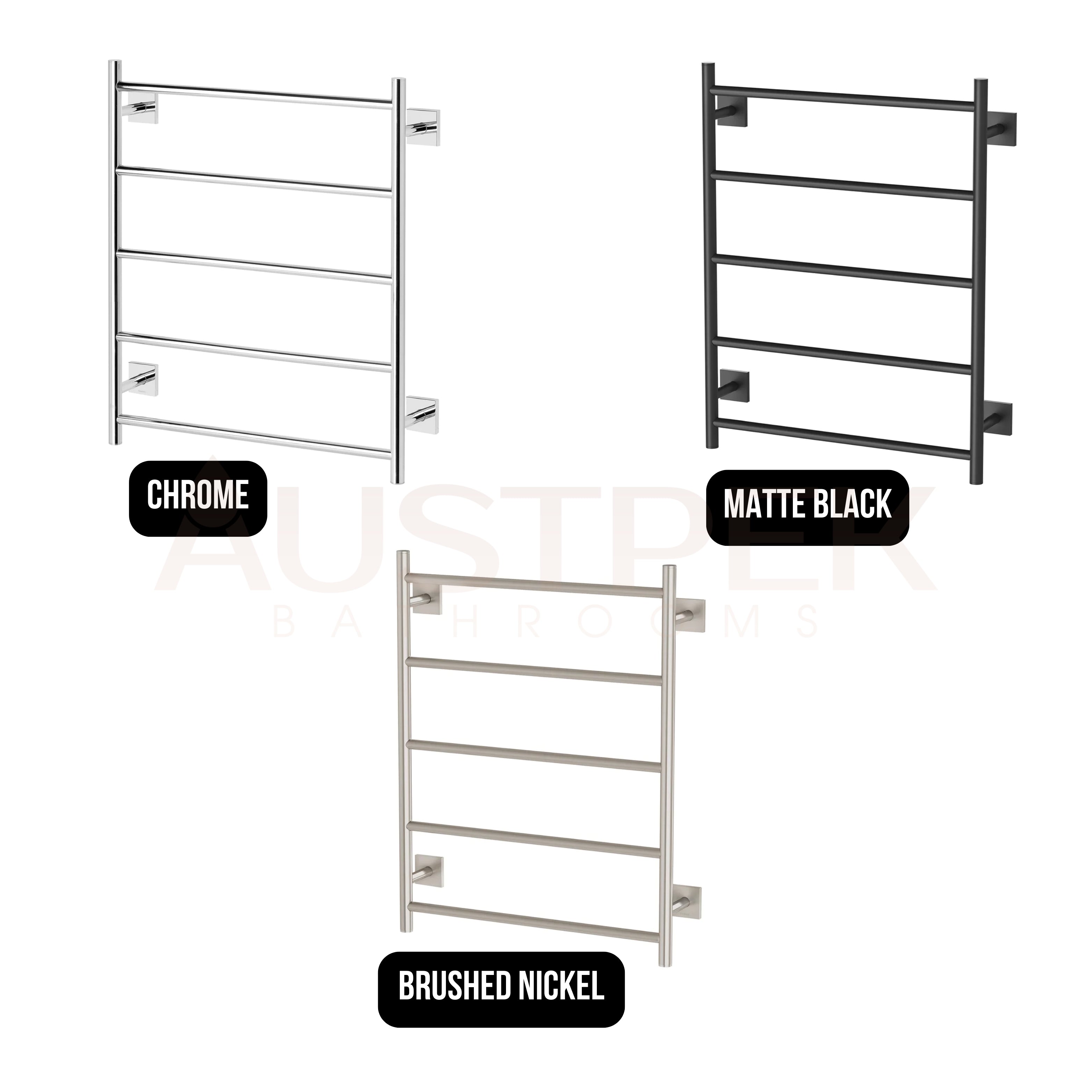 PHOENIX RADII NON-HEATED TOWEL LADDER  SQUARE PLATE BRUSHED NICKEL 550MM X 740MM