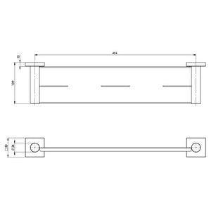 PHOENIX RADII METAL SHELF SQUARE PLATE BRUSHED CARBON 424MM