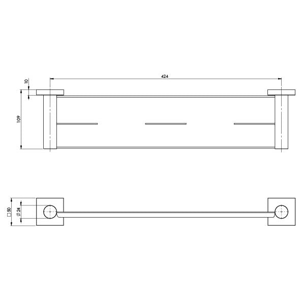 PHOENIX RADII METAL SHELF SQUARE PLATE BRUSHED CARBON 424MM