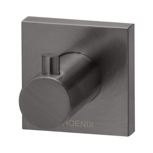 PHOENIX RADII ROBE HOOK SQUARE PLATE 50MM BRUSHED CARBON