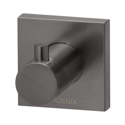 PHOENIX RADII ROBE HOOK SQUARE PLATE 50MM BRUSHED CARBON
