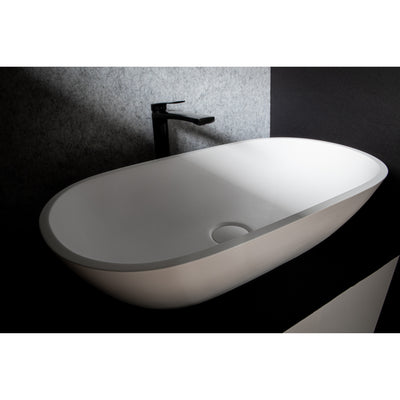 KASKADE AVEO OVAL ABOVE COUNTER STONE BASIN MATTE WHITE 600MM
