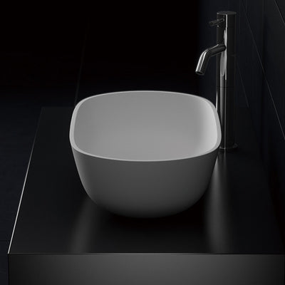 KASKADE AVEO OVAL ABOVE COUNTER STONE BASIN MATTE WHITE 600MM