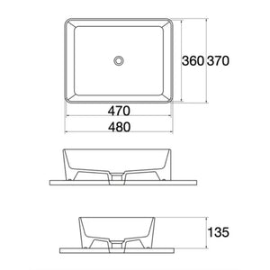CLAYA RECTANGULAR ABOVE COUNTER BASIN GLOSS WHITE 480MM
