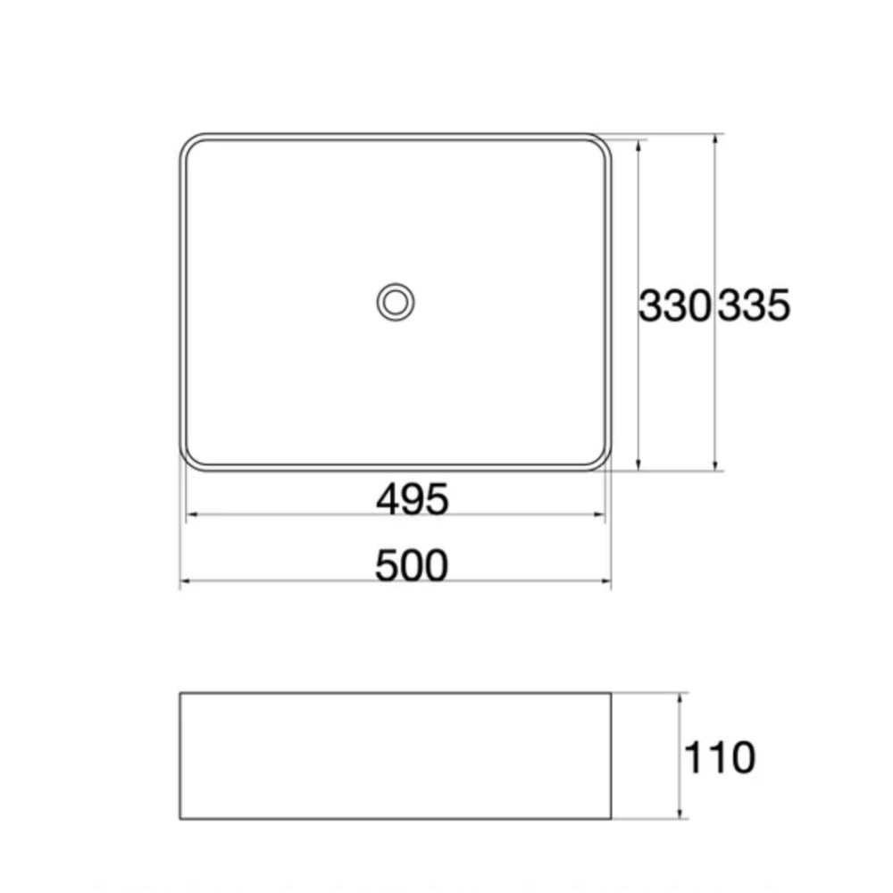 CLAYA RECTANGULAR ABOVE COUNTER BASIN GLOSS WHITE 500MM
