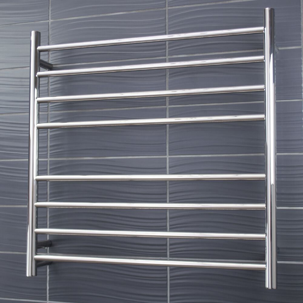 RADIANT HEATING 8-BARS ROUND HEATED TOWEL RAIL CHROME 750MM