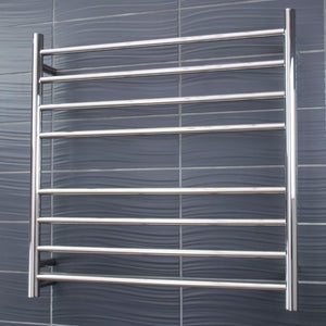 RADIANT HEATING 8-BARS ROUND HEATED TOWEL RAIL CHROME 750MM