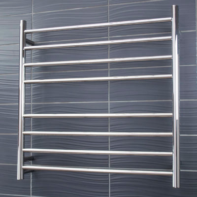 RADIANT HEATING 8-BARS ROUND HEATED TOWEL RAIL CHROME 750MM