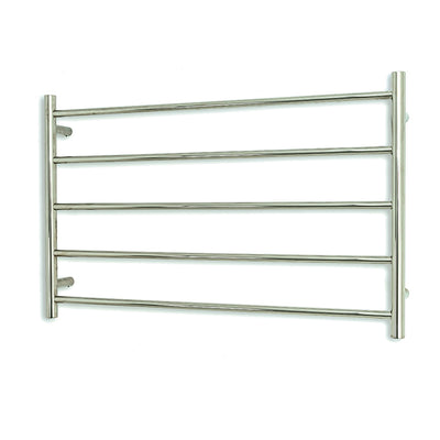 RADIANT HEATING 5-BARS ROUND HEATED TOWEL RAIL BRUSHED SATIN 80WATTS 950MM