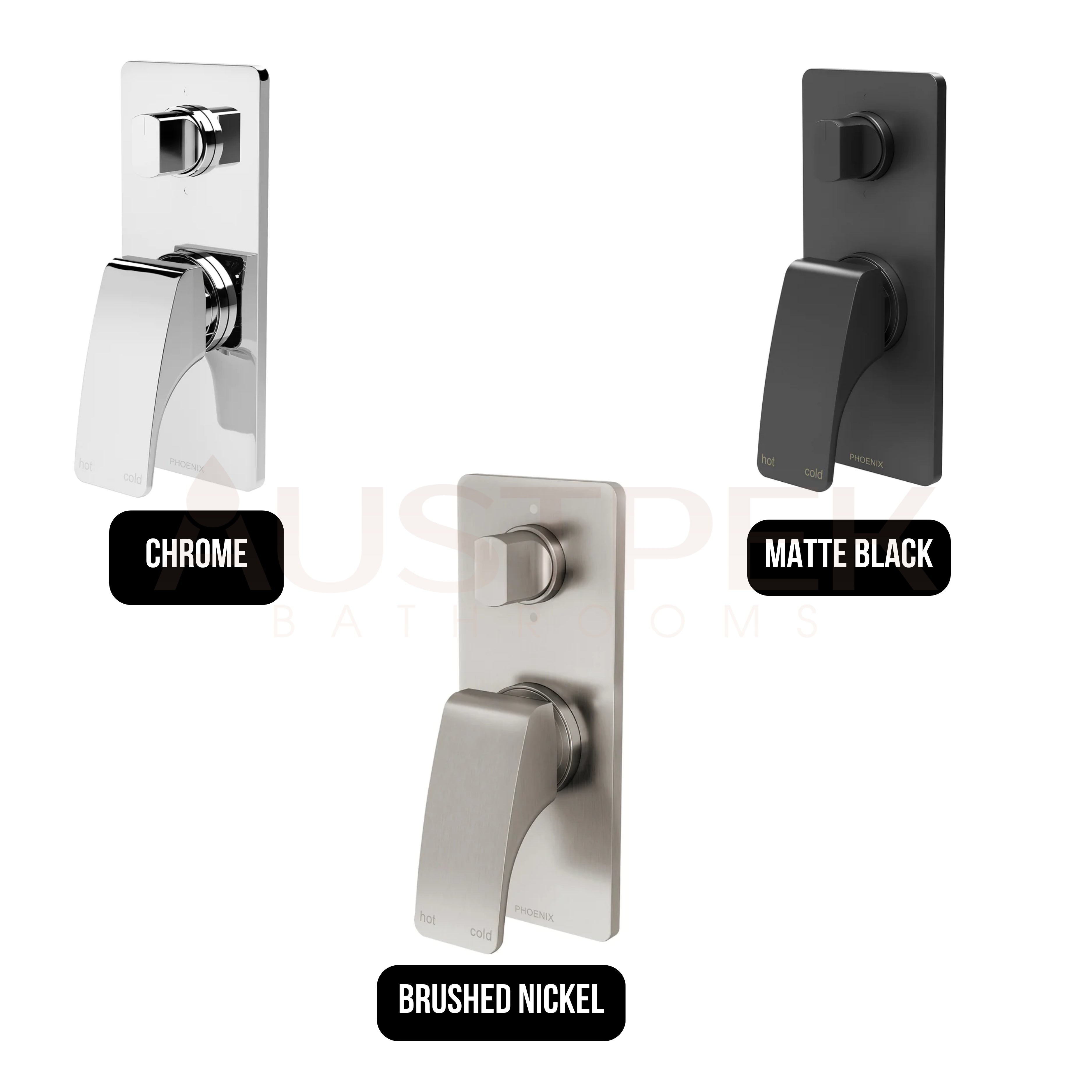 PHOENIX RUSH SHOWER / BATH DIVETER MIXER MATTE BLACK