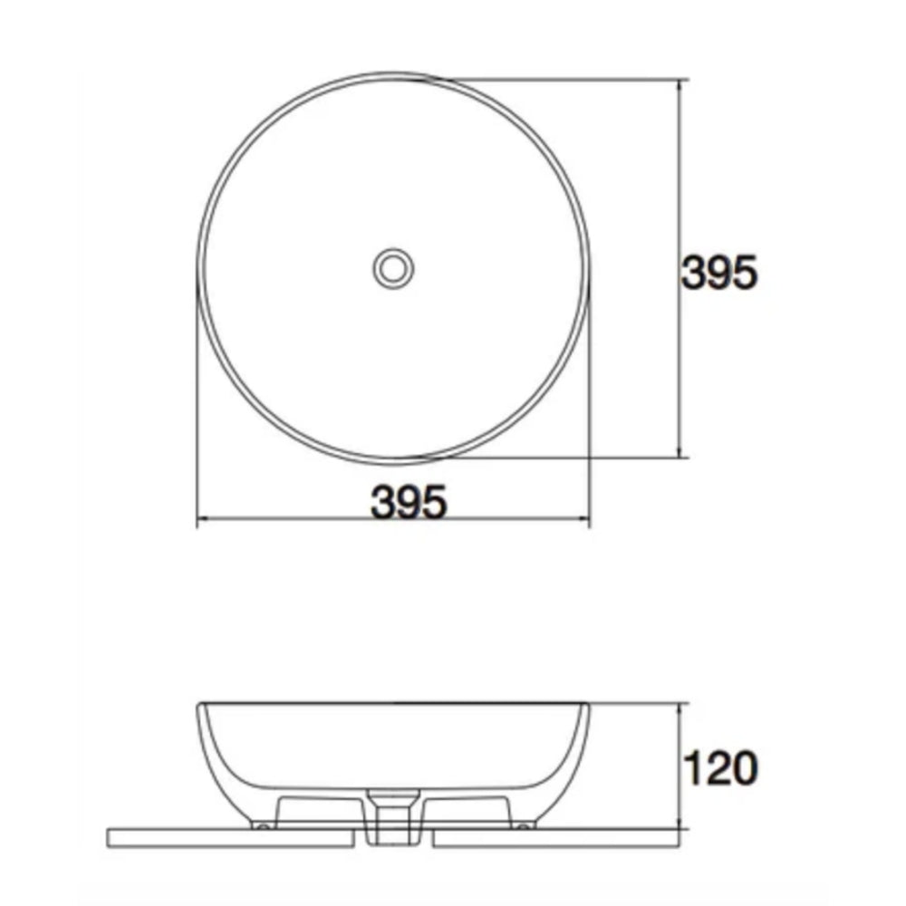 CLAYA RUBY ROUND ABOVE COUNTER BASIN MATTE WHITE 395MM