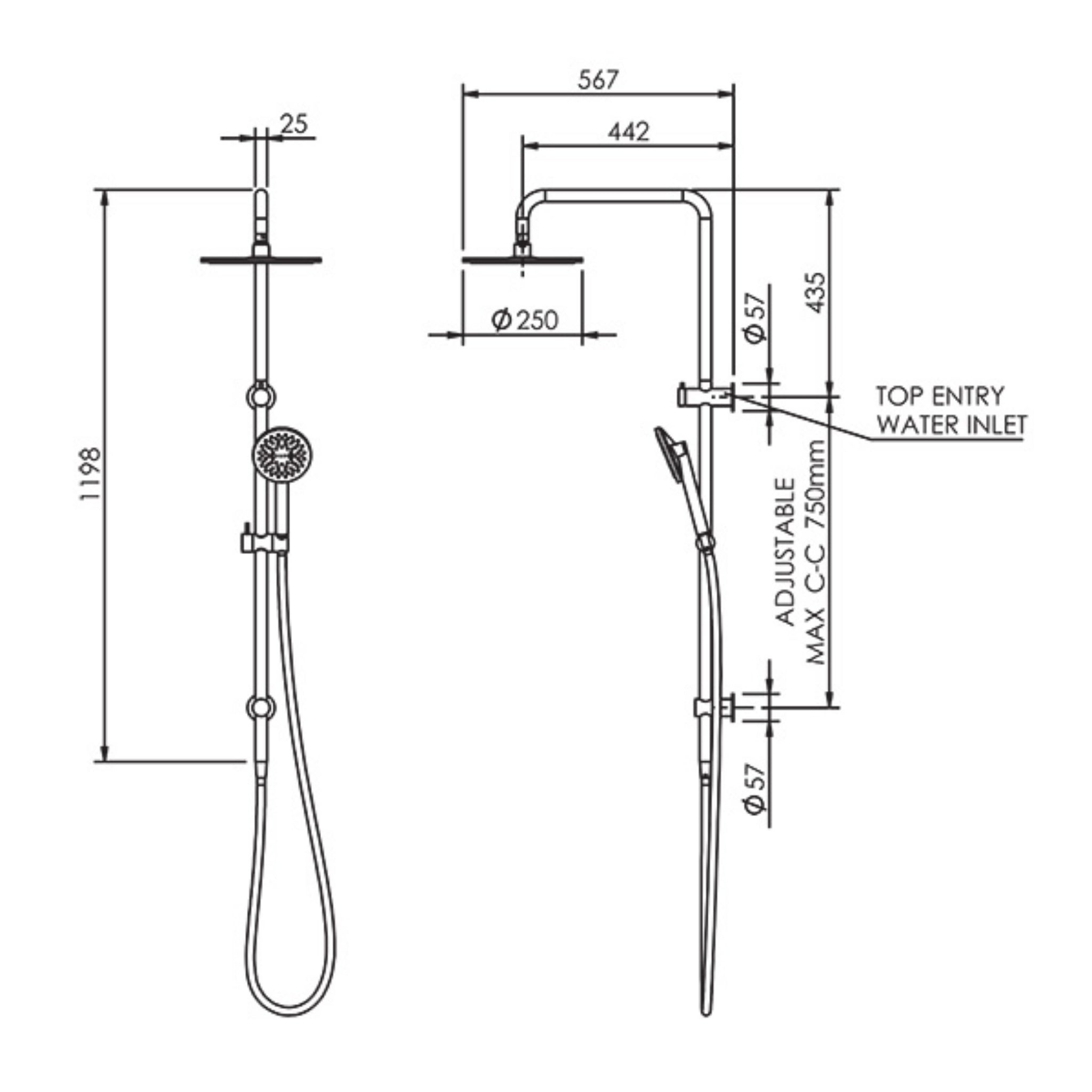 FELTON LINEA RAIN COLUMN BRUSHED BRONZE