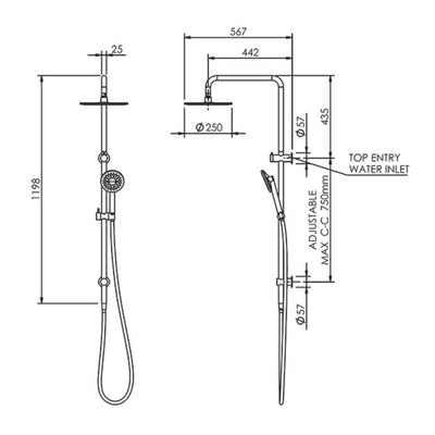 FELTON LINEA RAIN COLUMN CHROME