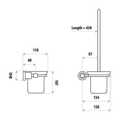 LINKWARE RENOVATOR TOILET BRUSH PAN AND HOLDER CHROME