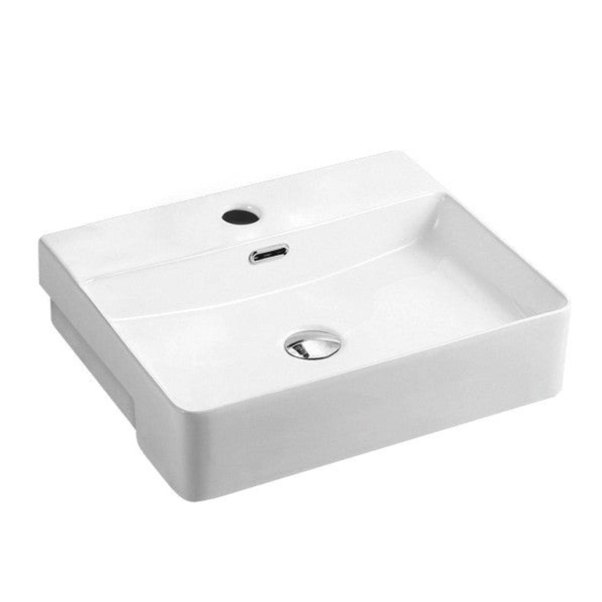 MERCIO RIFF RECTANGULAR SEMI RECESSED BASIN GLOSS WHITE 500MM