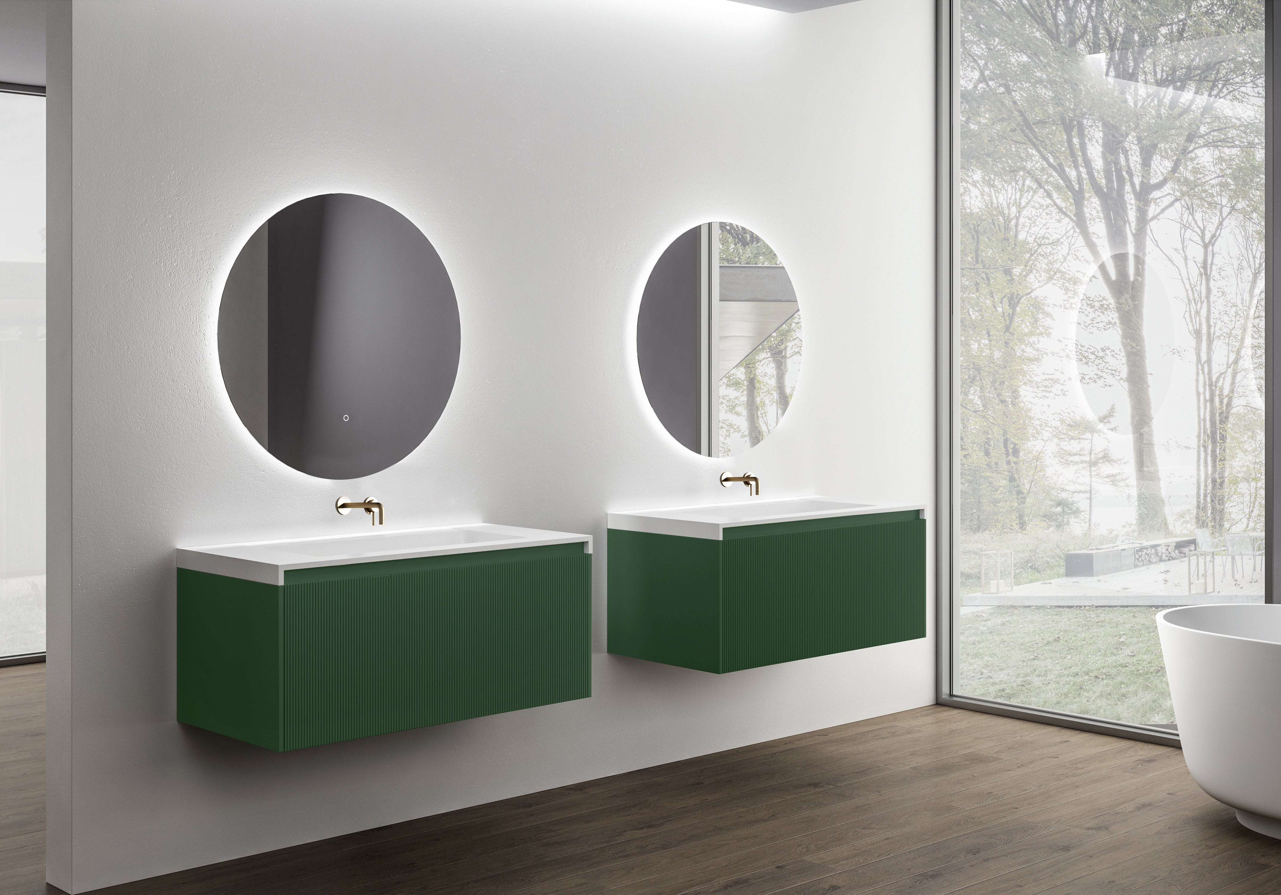 BEL BAGNO RIMINI RAIN FOREST 1000MM SINGLE BOWL WALL HUNG VANITY AND BASIN