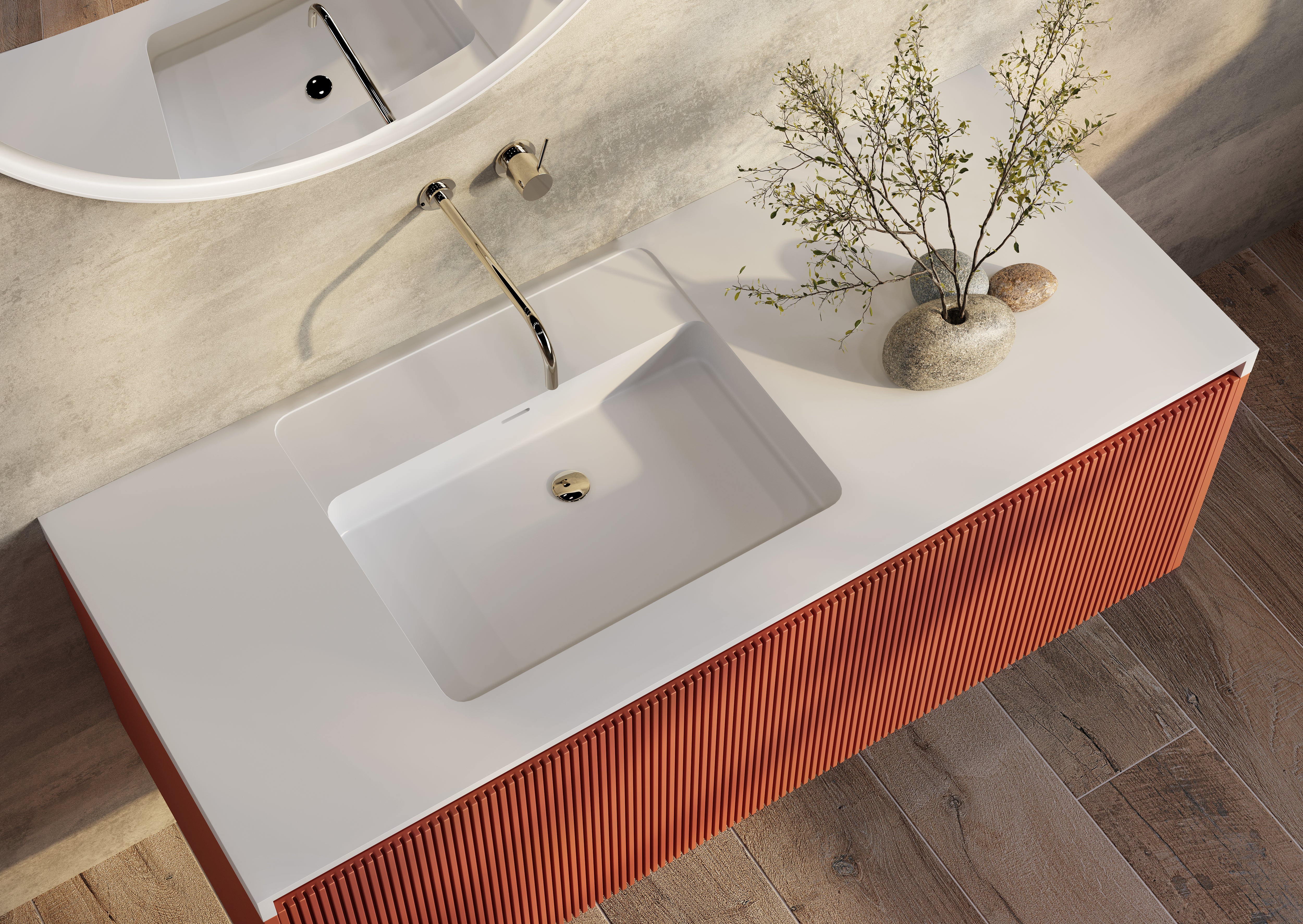 BEL BAGNO RIMINI POTTER'S CLAY 1200MM SINGLE BOWL WALL HUNG VANITY AND BASIN