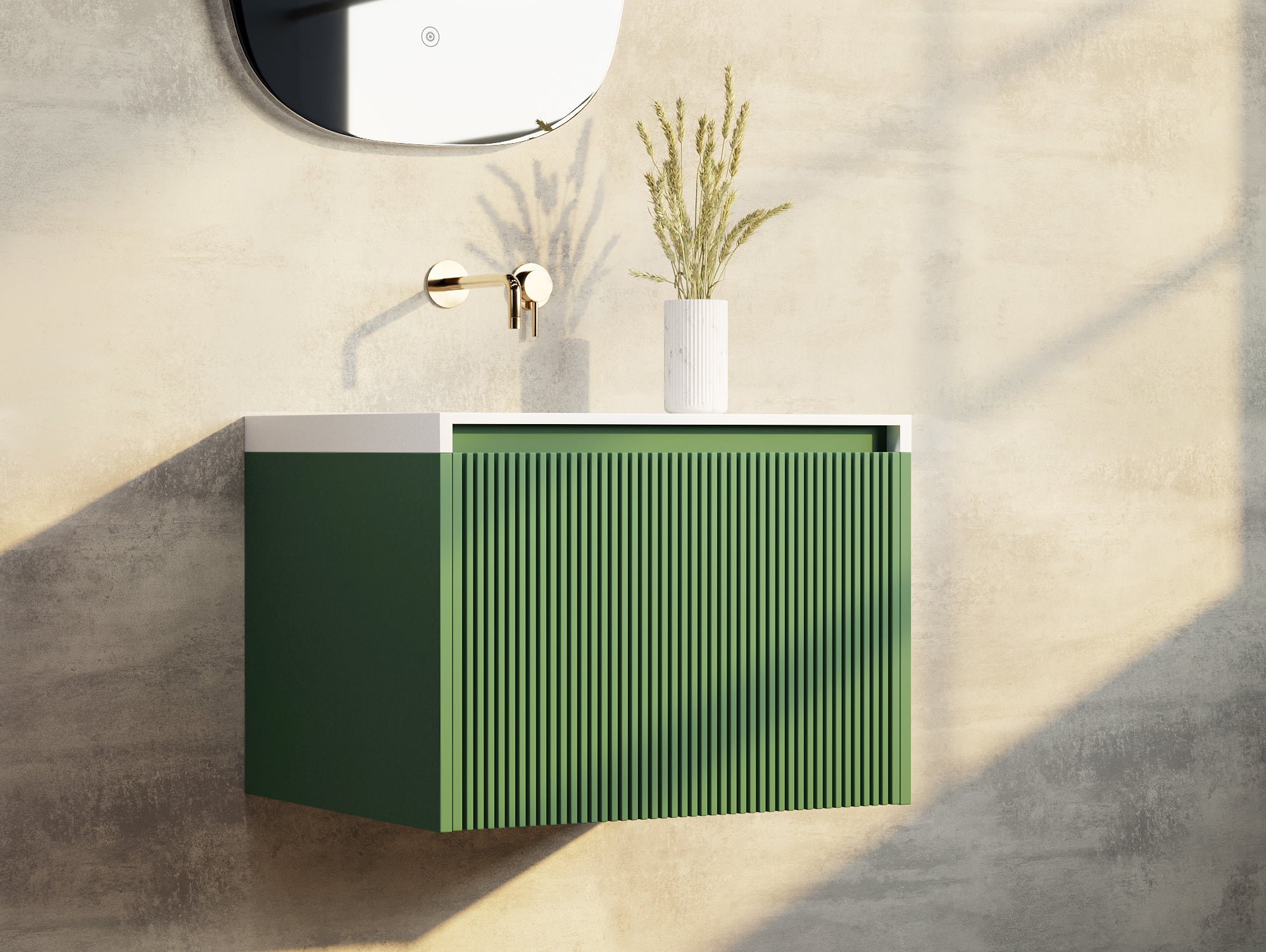 BELBAGNO RIMINI RAIN FOREST 600MM SINGLE BOWL WALL HUNG VANITY AND BASIN