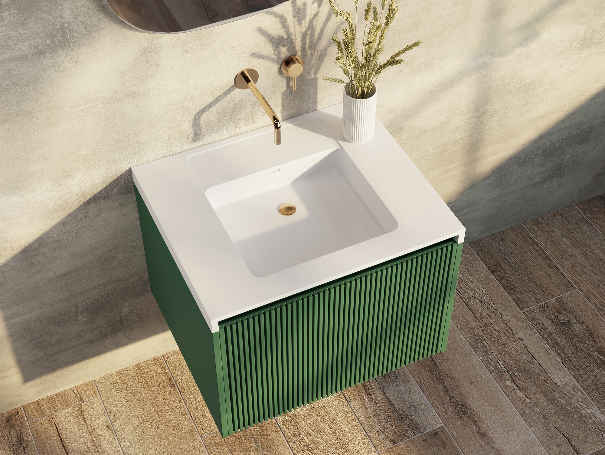 BELBAGNO RIMINI RAIN FOREST 600MM SINGLE BOWL WALL HUNG VANITY AND BASIN