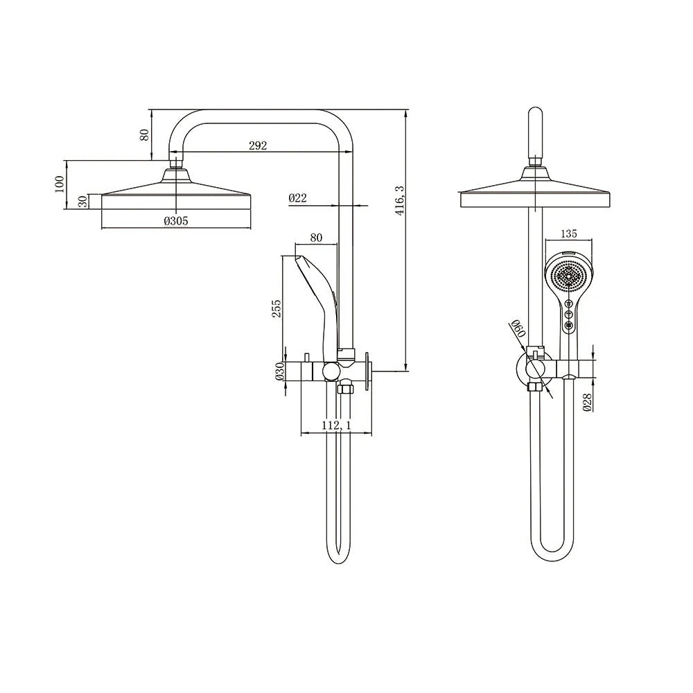 AMOZA TWIN SHOWER 3 PACKS GUN METAL