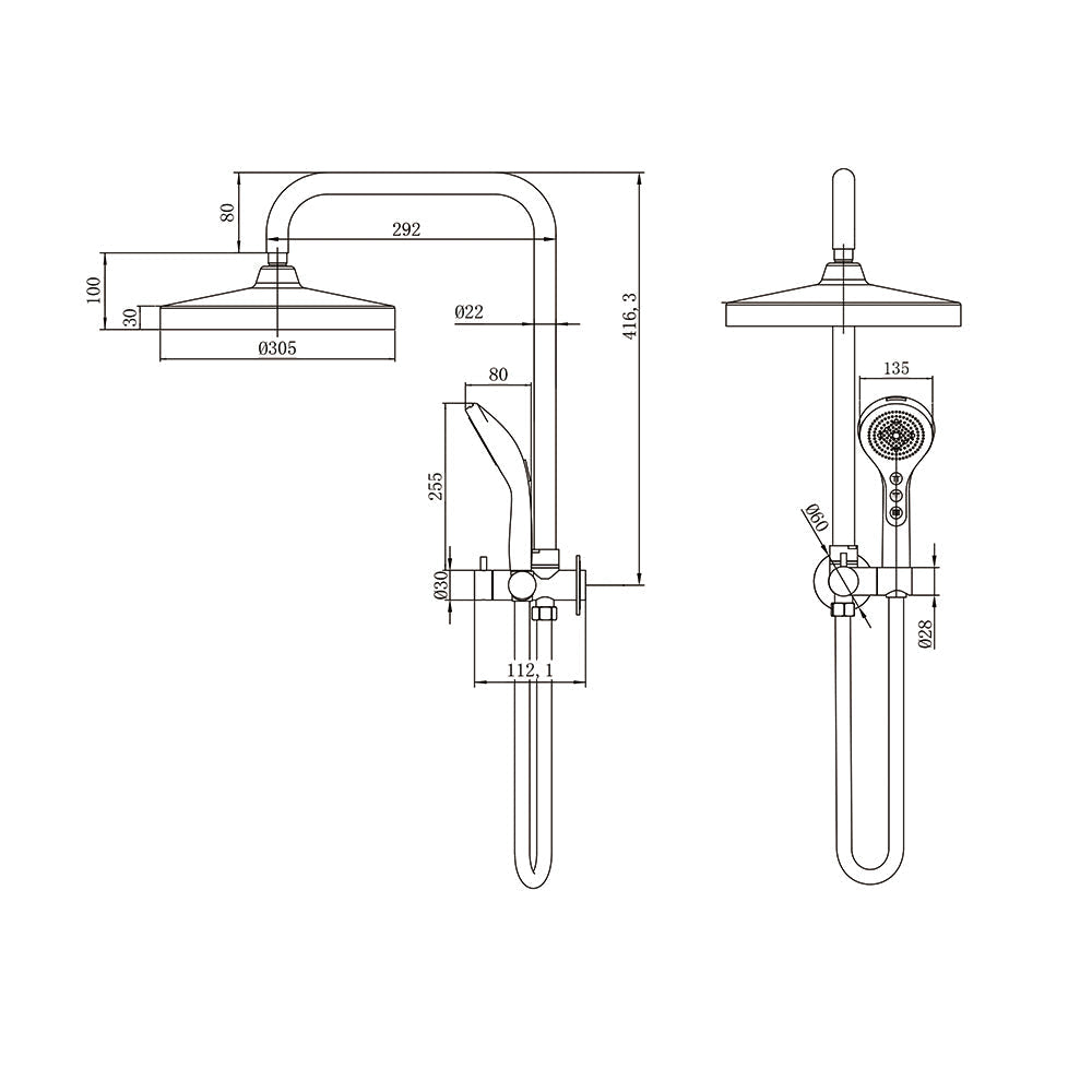 AMOZA TWIN SHOWER 3 PACKS BRUSHED COPPER
