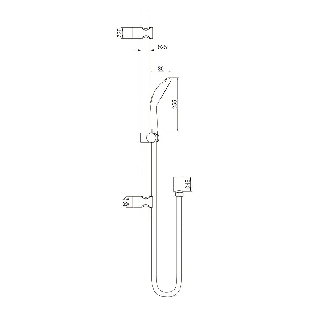 AMOZA HAND SHOWER ON RAIL 2 PACK BRUSHED STAINLESS STEEL