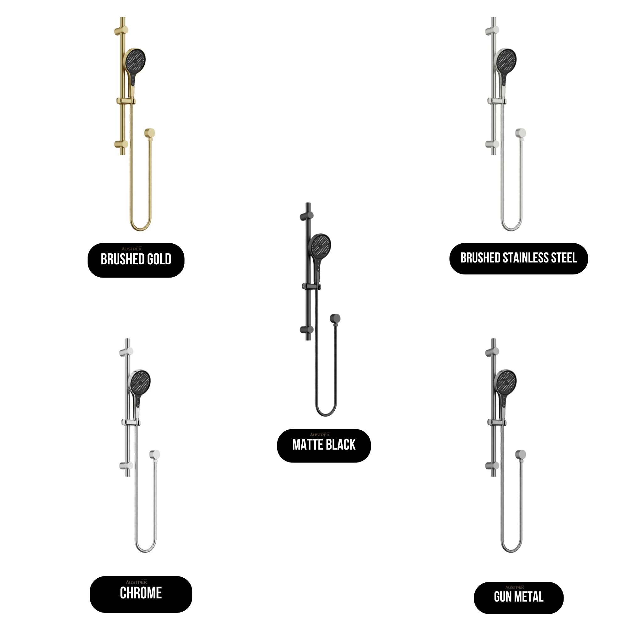 AMOZA HAND SHOWER ON RAIL 2 PACK BRUSHED GOLD