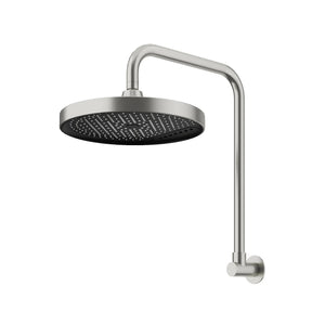 AMOZA GOOSENECK SHOWER ARM & HEAD 2 PACK 305MM BRUSHED STAINLESS STEEL