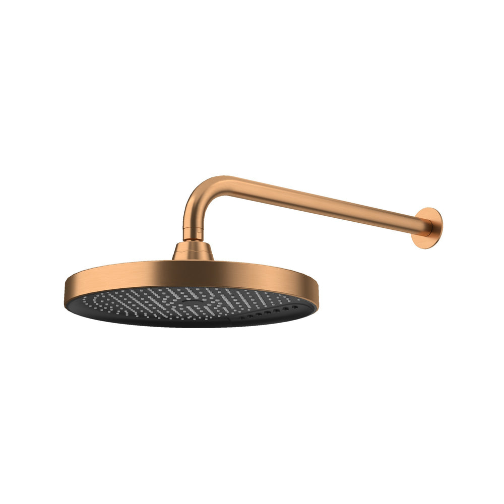 AMOZA CURVED SHOWER ARM & HEAD 2 PACKS 300MM BRUSHED COPPER