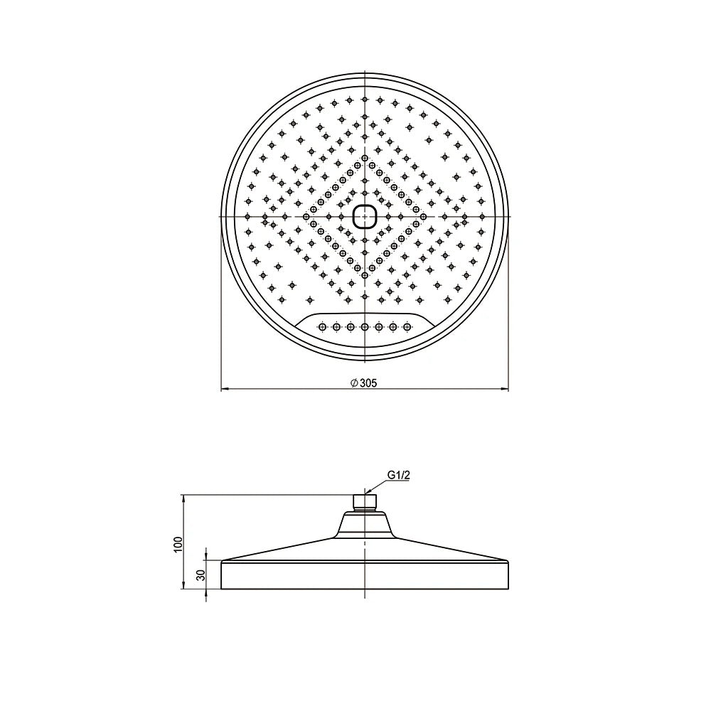 AMOZA SHOWER HEAD 300MM BRUSHED GOLD