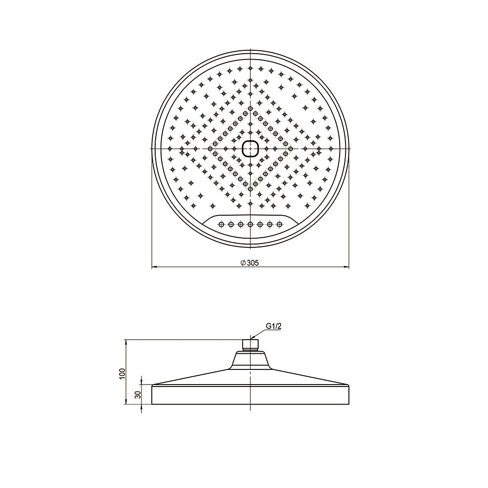 AMOZA SHOWER HEAD 300MM BRUSHED COPPER