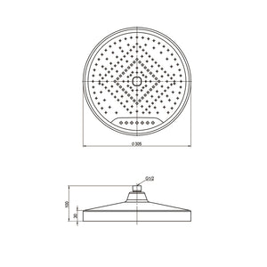 AMOZA SHOWER HEAD 300MM BRUSHED COPPER