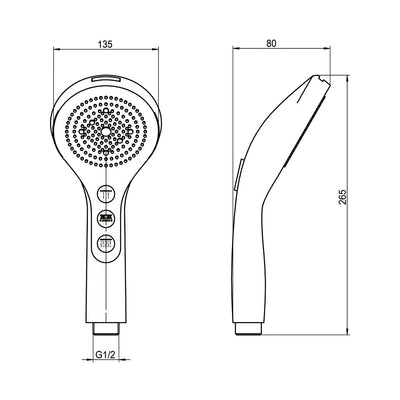 AMOZA 5F HAND SHOWER 265MM BRUSHED GOLD