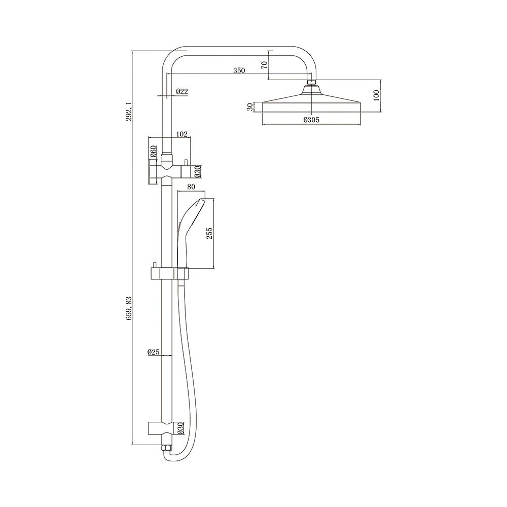 AMOZA TWIN SHOWER ON RAIL 3 PACKS MATTE BLACK