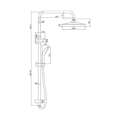 AMOZA TWIN SHOWER ON RAIL 3 PACKS BRUSHED COPPER