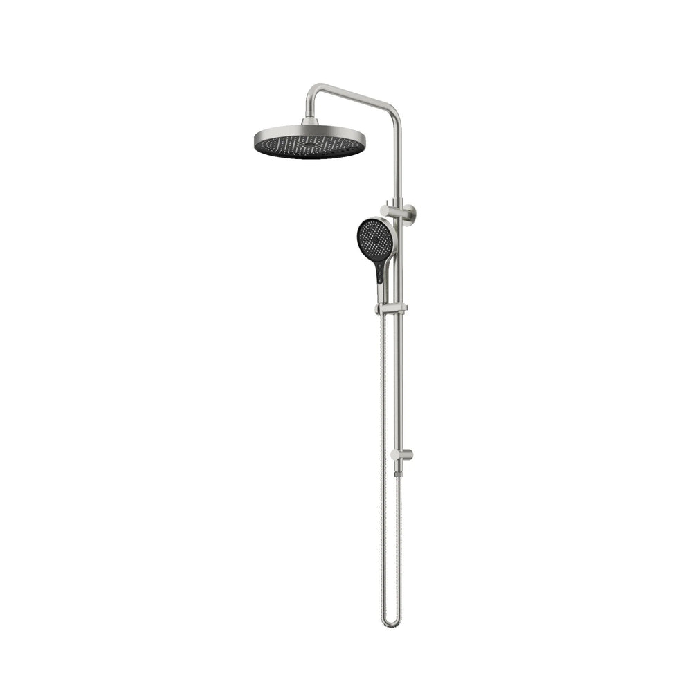 AMOZA TWIN SHOWER ON RAIL 3 PACKS BRUSHED STAINLESS STEEL