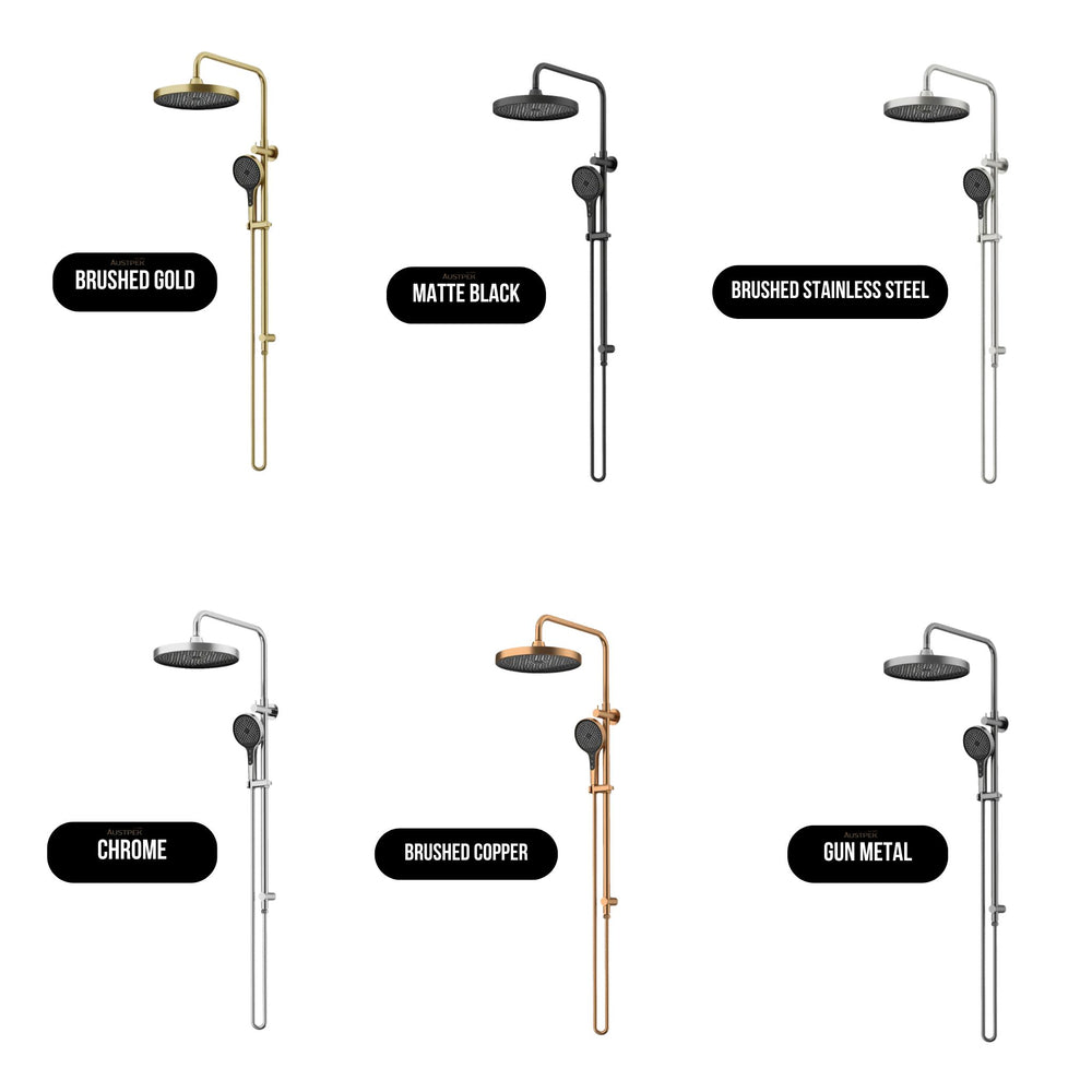 AMOZA TWIN SHOWER ON RAIL 3 PACKS BRUSHED COPPER